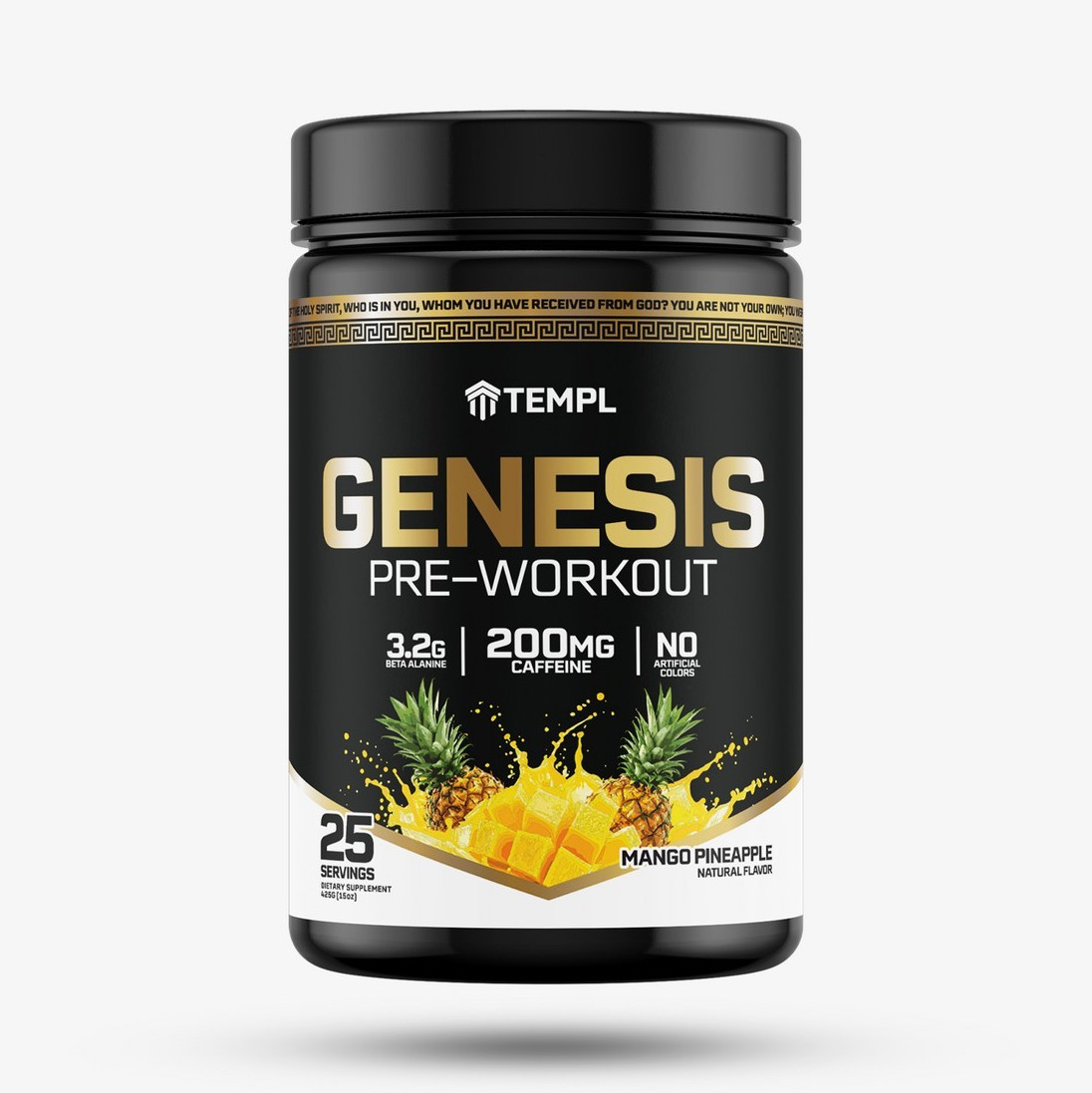 TEMPL Genesis Pre-Workout Mango Pineapple 25 Servings No Artificial Colors