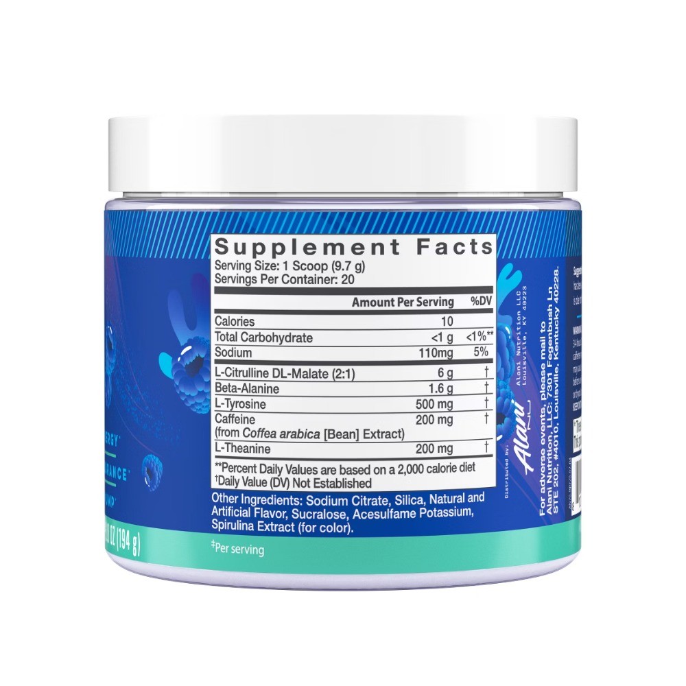 Energy Supplement Powder-Breezeberry – 6.8oz: With L-Theanine, 200mg Per Serving