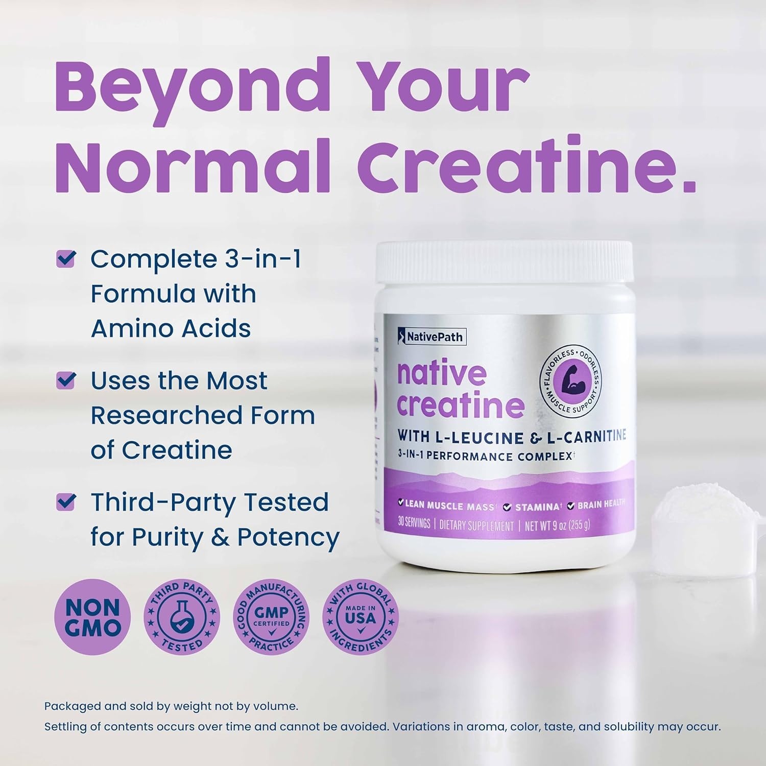 Creatine Monohydrate Powder with L-Leucine & L-Carnitine – 30 Servings