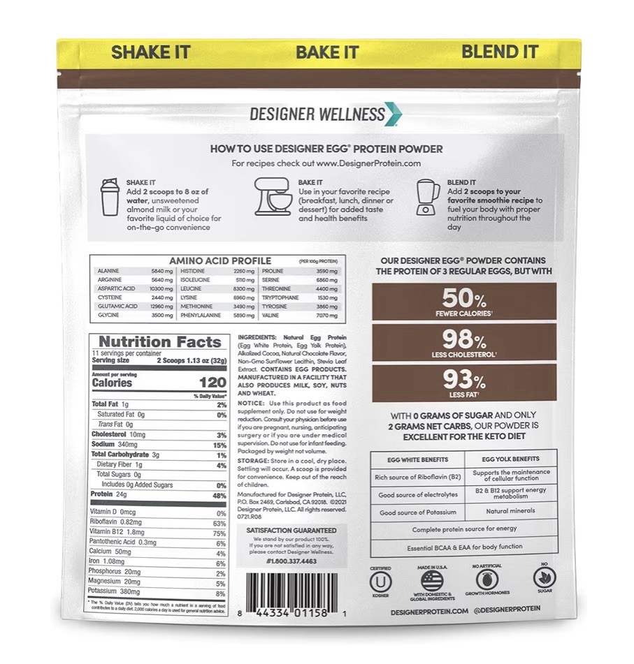 2x Designer Egg Whole Egg Multifunction Protein Powder, Dutch Chocolate, 05/2026