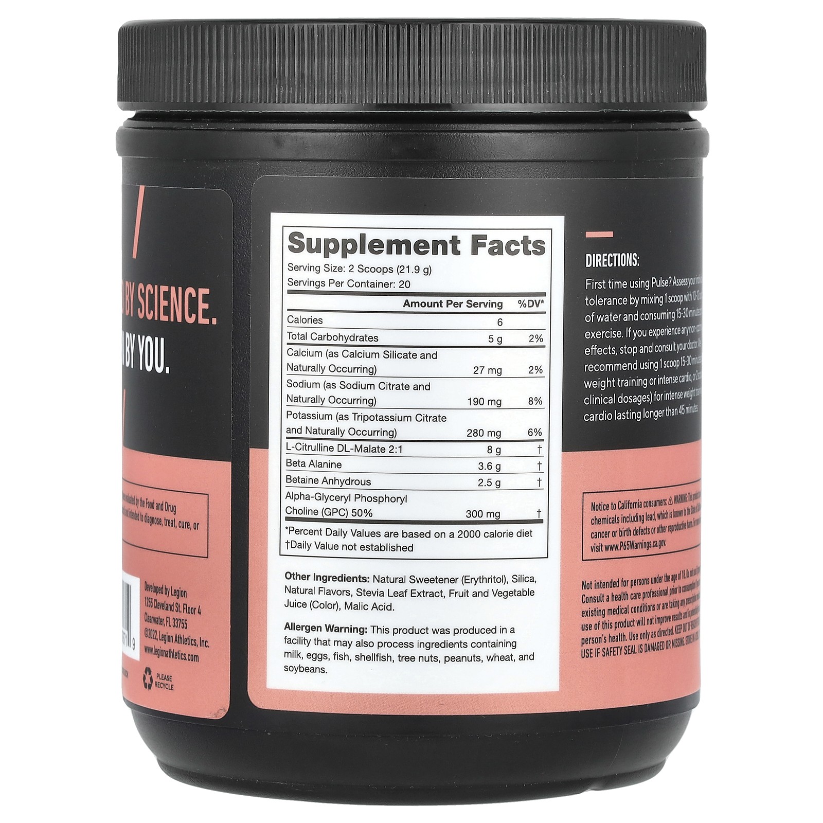Pulse, Stim-Free Pre-Workout Drink, Fruit Punch, 0.97 lbs (438 g)