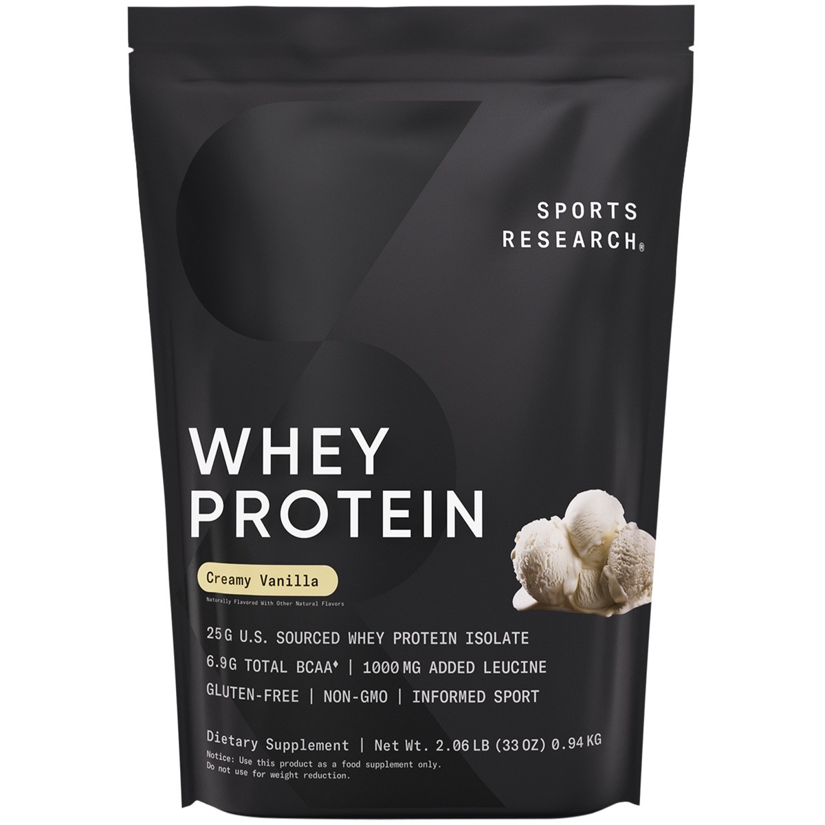 Whey Protein Isolate Sports Nutrition 2lb Bag Creamy Vanilla Powder 26 Servings