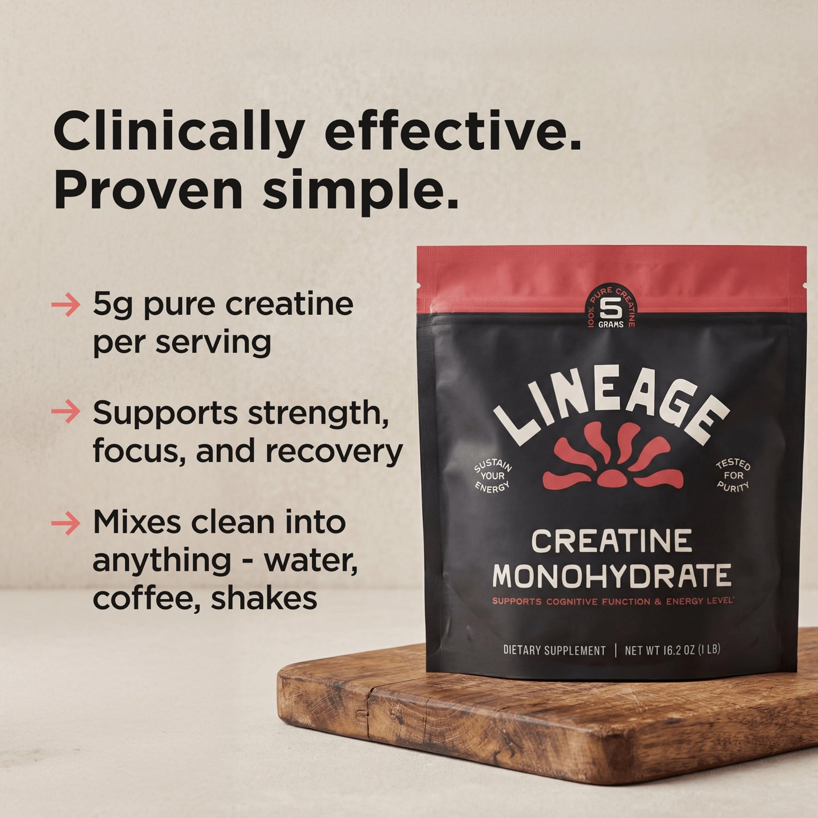 Lineage Provisions Micronized Creatine Monohydrate with Sea Salt – 1-Pack