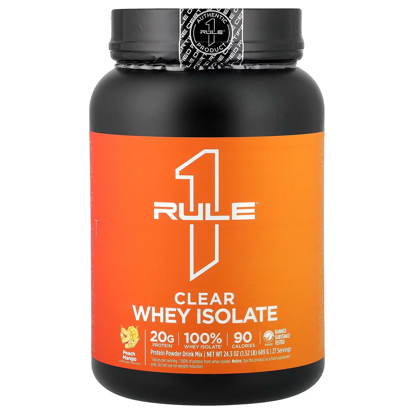 Rule One Clear Isolate Protein Whey Muscle Recovery – Peach Mango