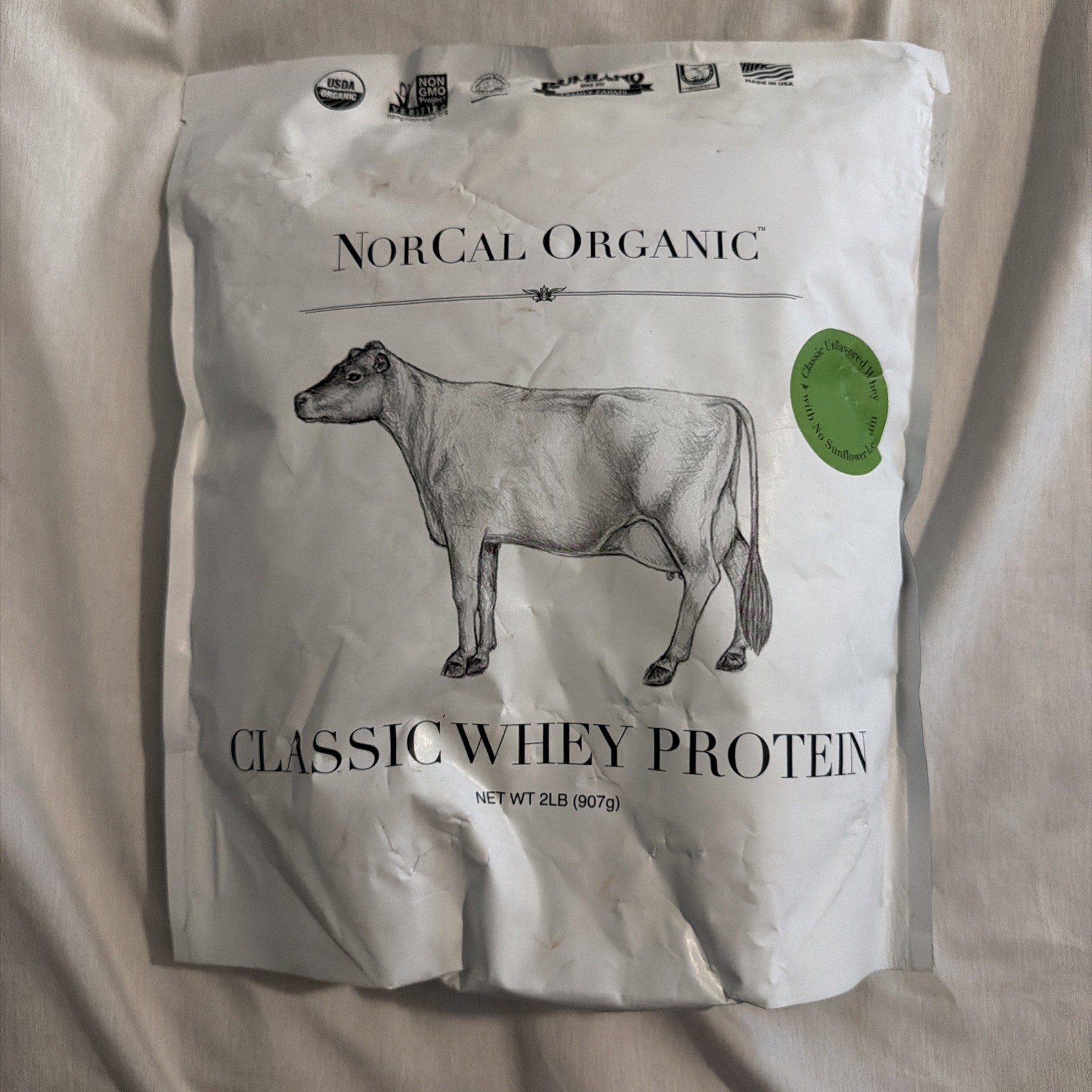 NorCal Organic – Classic Whey Protein – 100% Grass-Fed, UNFLAVORED, 2LB exp 7/26