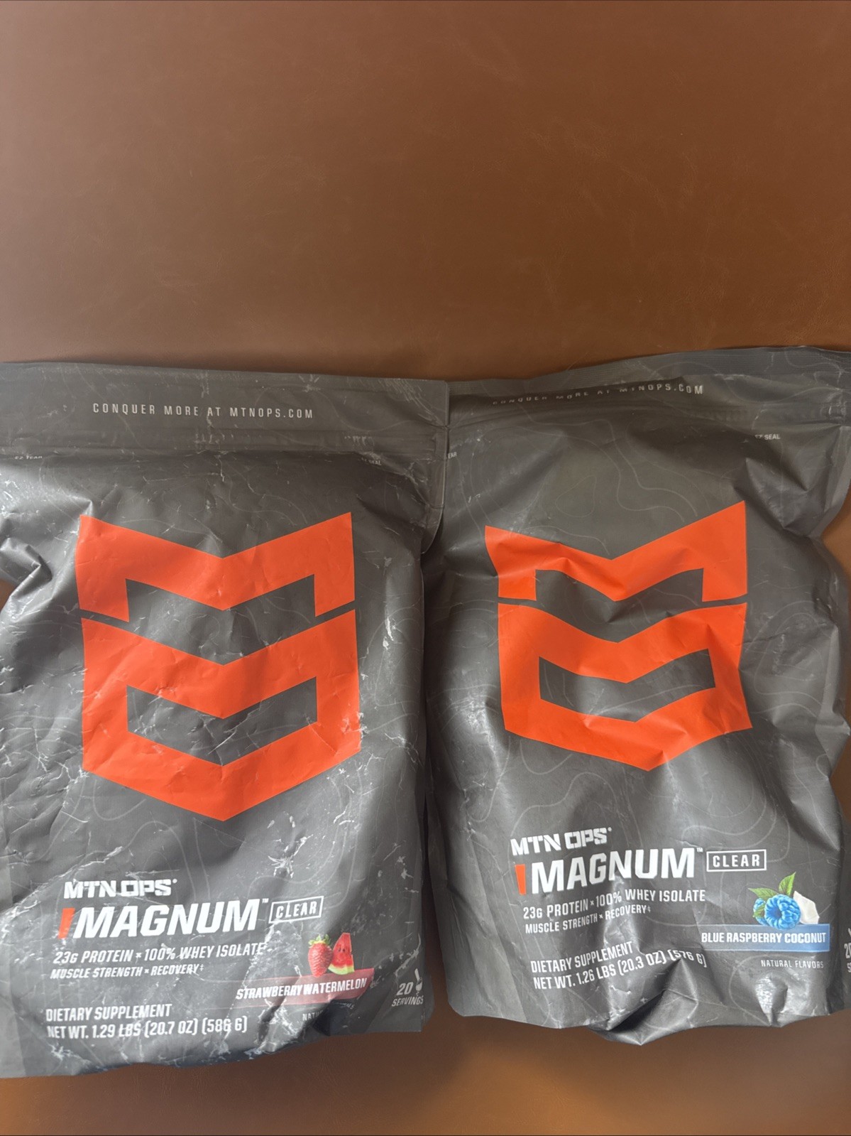 Lot of 2 MTN OPS Magnum Clear Whey Protein23g EXP 6/27 Two Flavors Read Descript