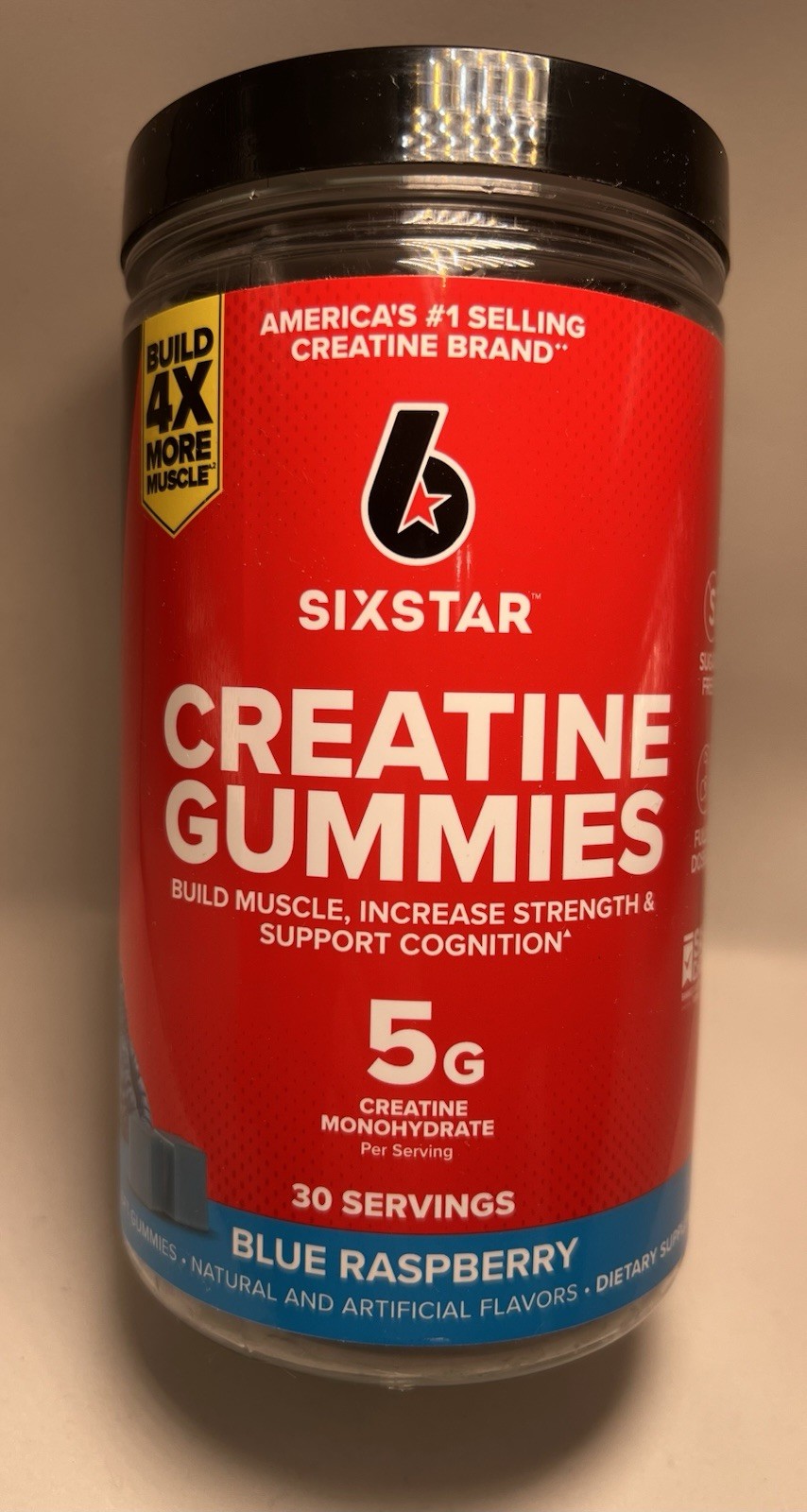 Six Star Creatine Gummies Sugar-Free Blue Raspberry 5g Monohydrate 30 Svgs
