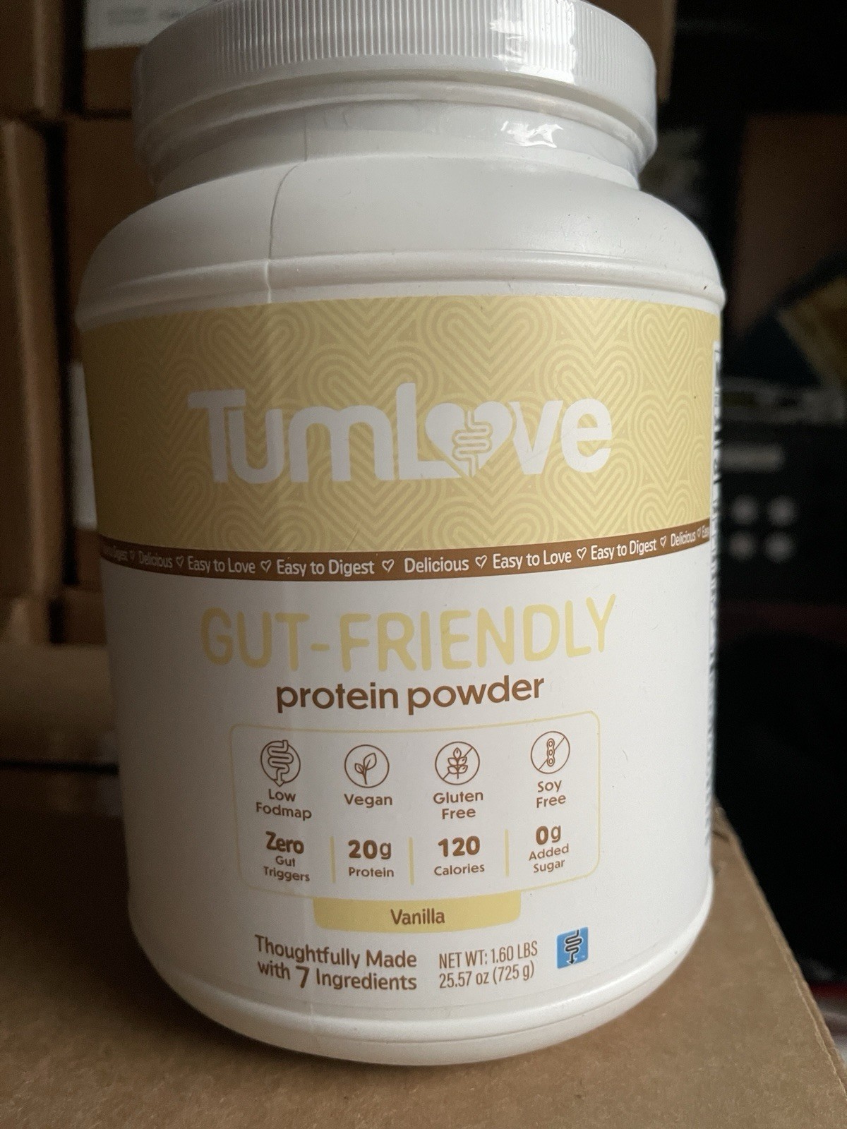 TumLove Gut-Friendly Vegan Protein Powder Vanilla 1.60 lbs Gluten Free Soy-Free