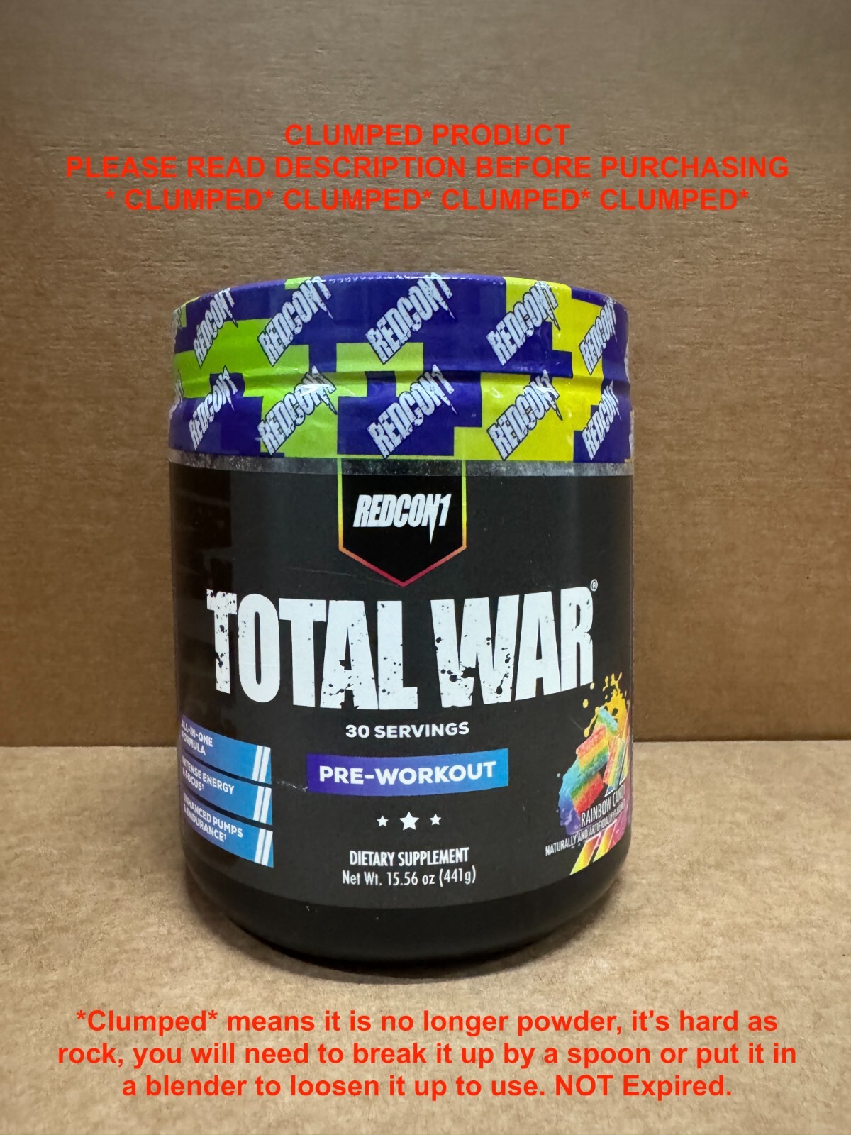 CLUMPED REDCON1 TOTAL WAR Rainbow Candy Pre Workout 30 Serv Free Ship SALE
