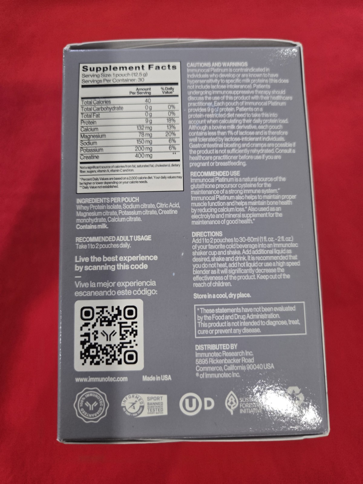 Immunocal Platinum Glutathione Precursor 30 pouches