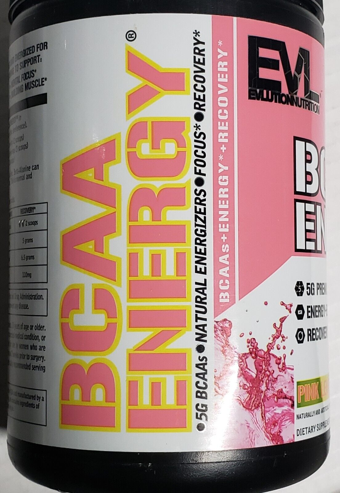 Evlution Nutrition BCAA Energy – PINK LEMONADE – 30 Servs – 9.42 oz – Ex 9/2025