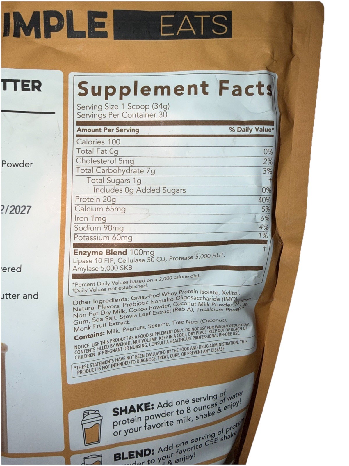Clean Simple Eats Whey Protein Powder, Chocolate Peanut Butter 30 Servings