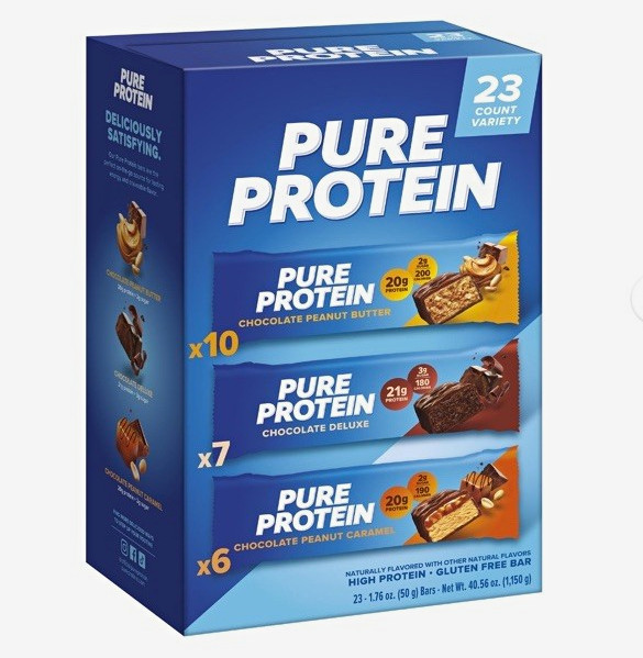 Pure Protein Variety Pack Protein Bars Gluten Free 50g, 23 Count (3 Flavors)