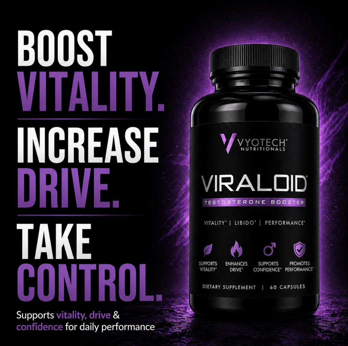 Natural Testosterone Booster Optimize Muscle Strength Viraloid by Vyotech 3 Bt