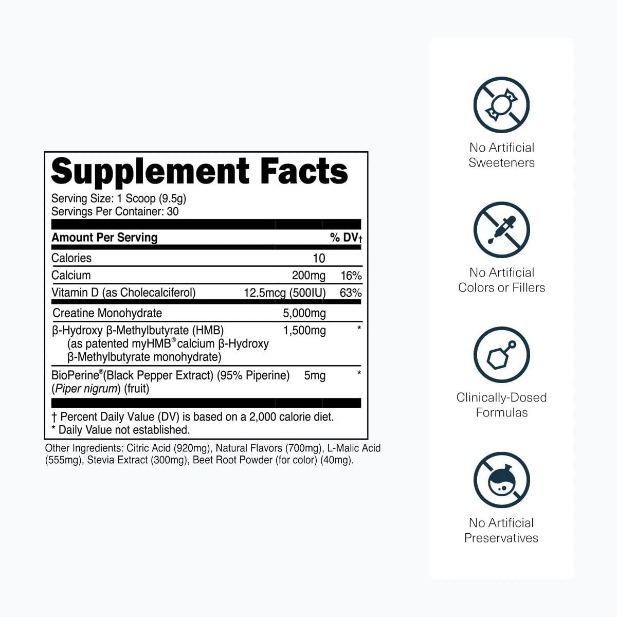 Strawberry Lemonade Creatine HMB – Proven Formula for Muscle Growth, 30 Servings