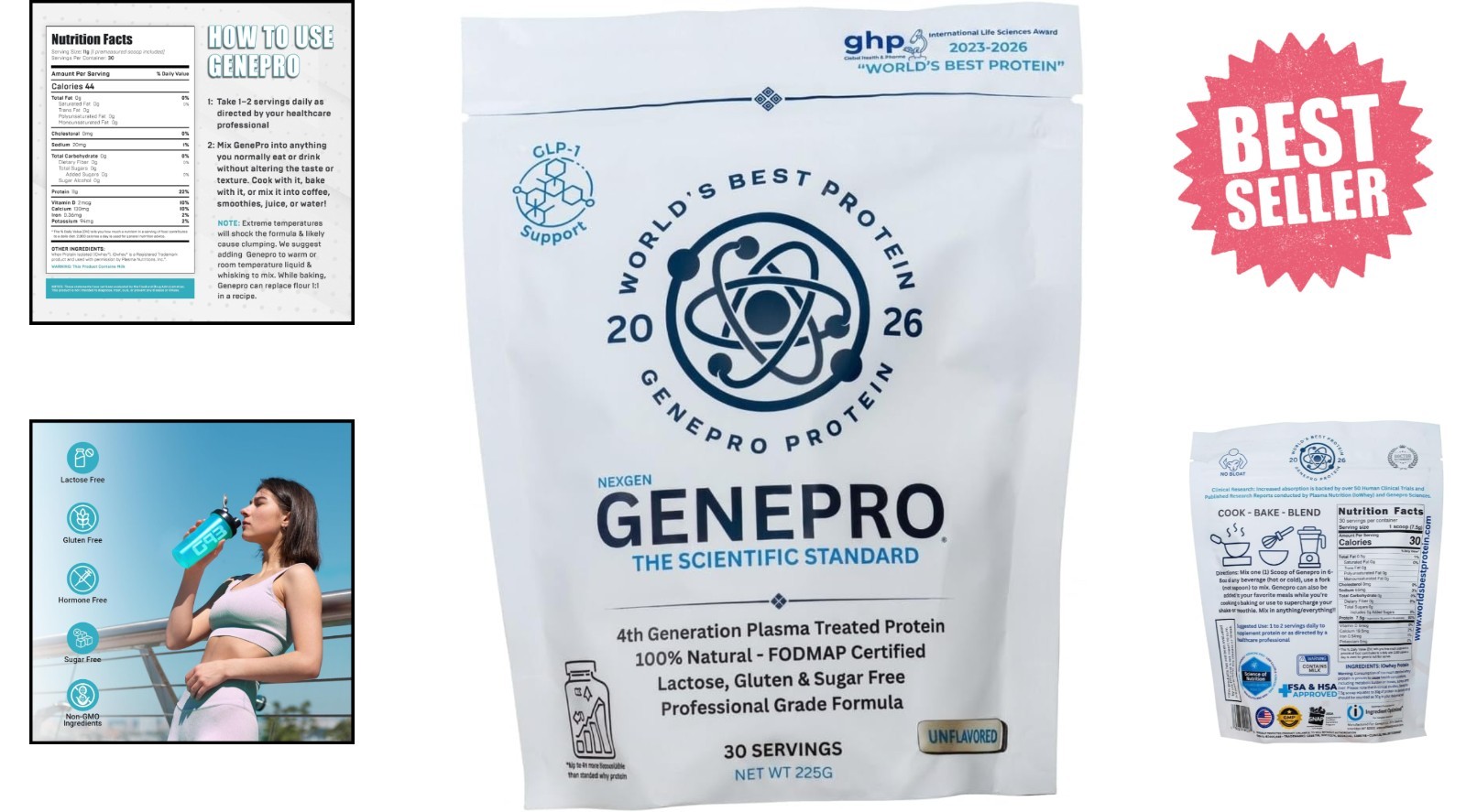 GENEPRO GEN. 3 Unflavored Protein Powder – (3rd Generation, 30 Servings)