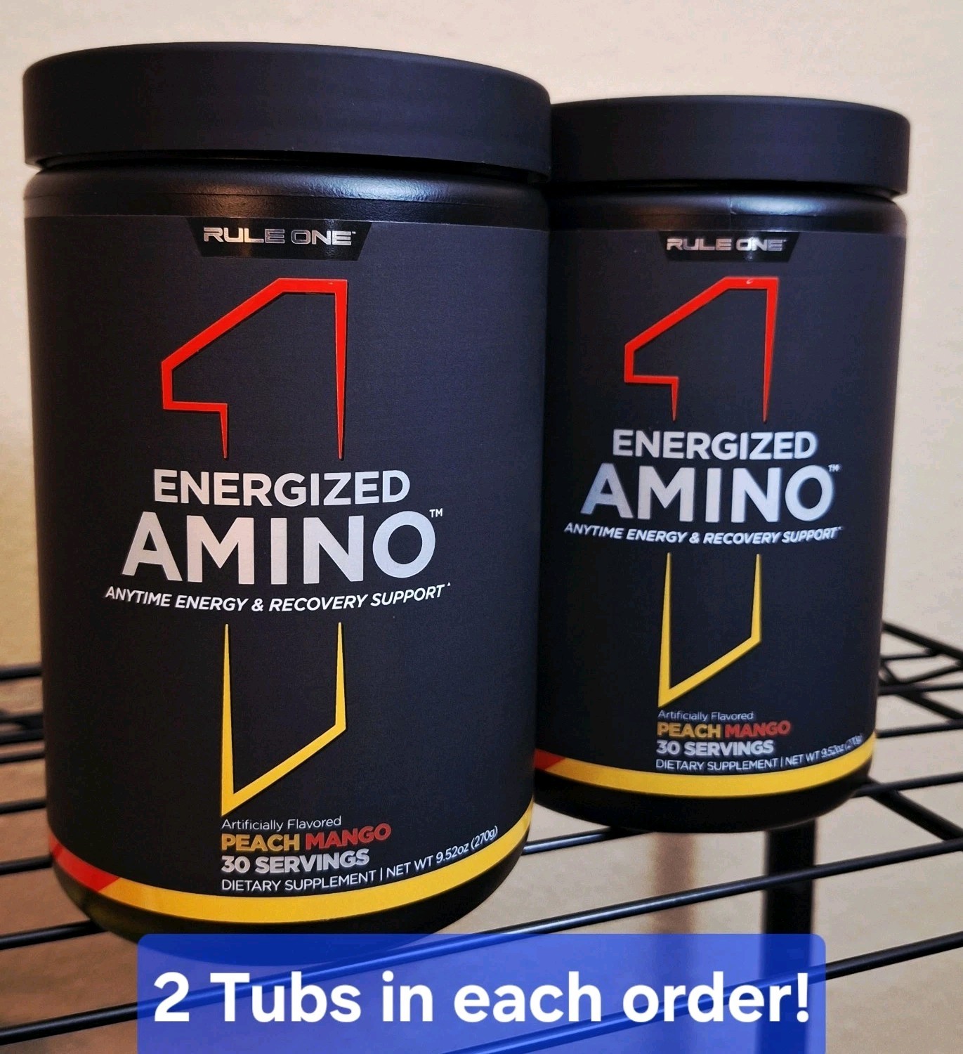2 Tubs Rule One Energized Amino, PeachMango, 30 Serv, 120mg caffeine, 04/2027✨️