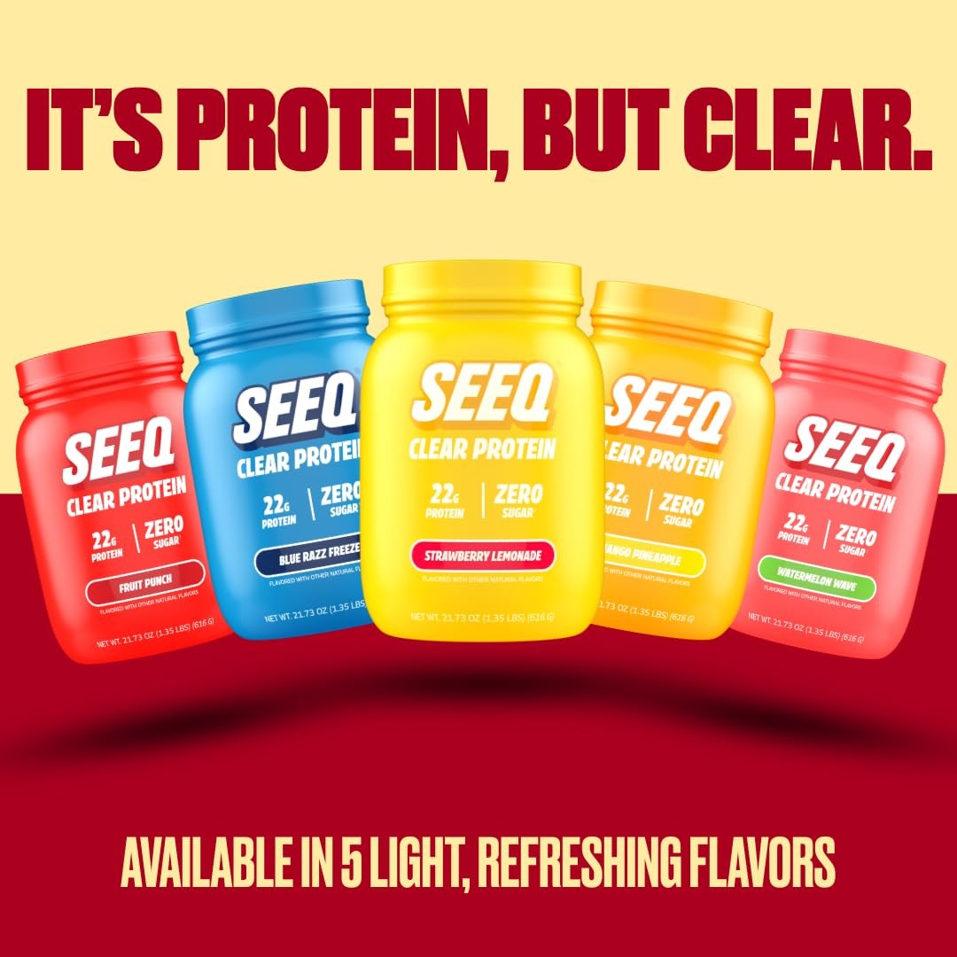 SEEQ Clear Whey Isolate Protein Powder, Strawberry Lemonade 22 Servings, 22g…