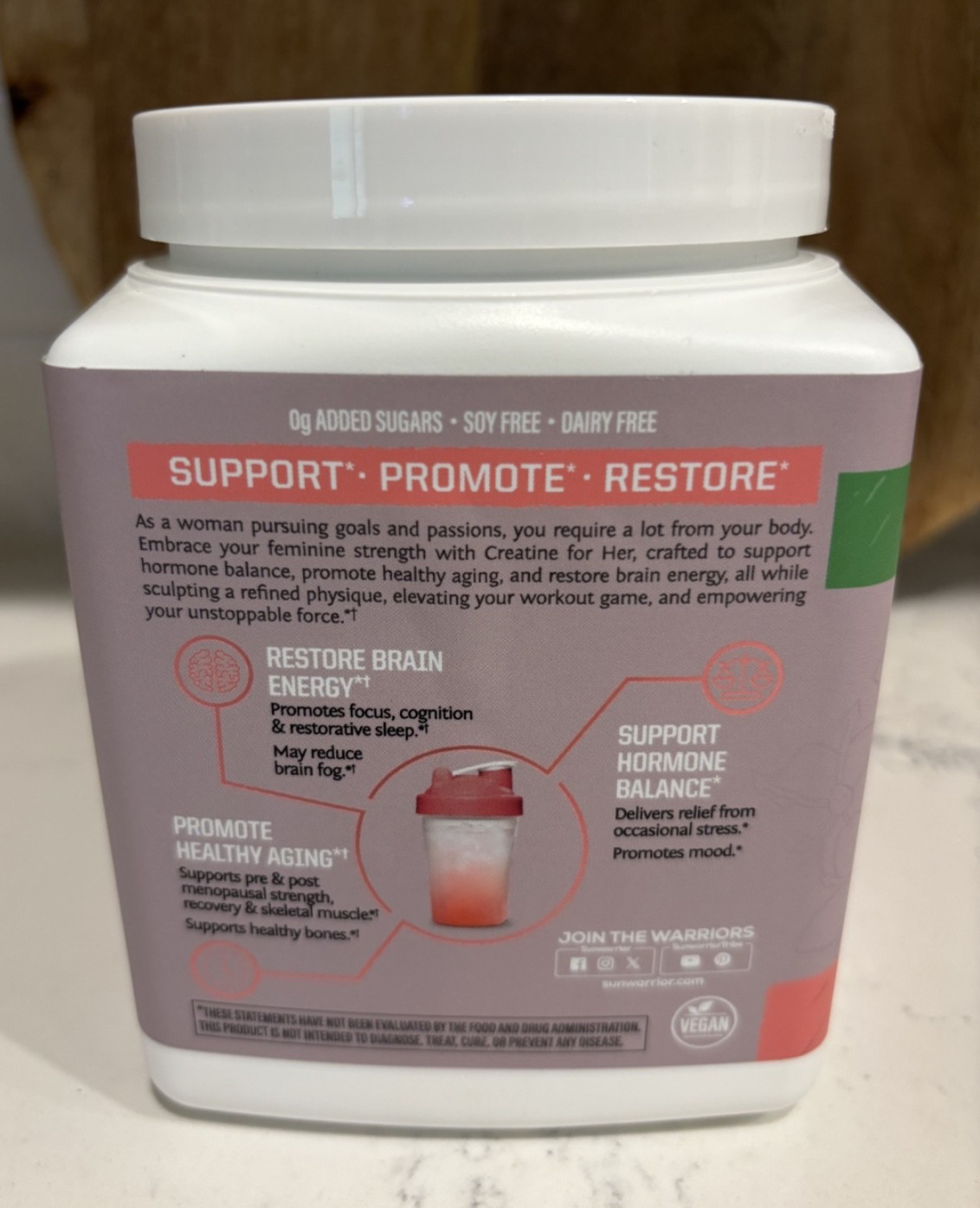 Sunwarrior Creatine for Women Monohydrate Powder Vegan Supplement 14.1 oz NEW