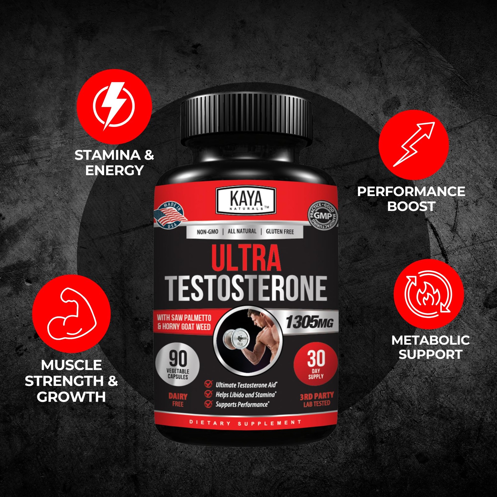 Kaya Naturals Ultra Testosterone – Men’s 90 Count (Pack of 1)