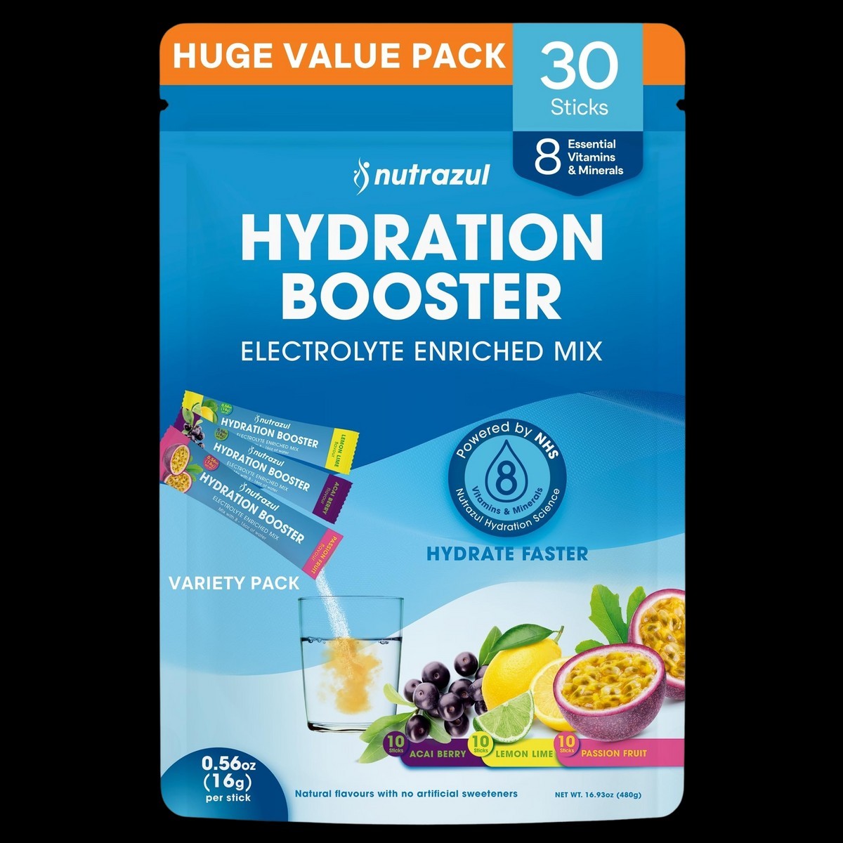 Natrazul Hydration Booster Electrolyte Supplement Hydration Support NEW