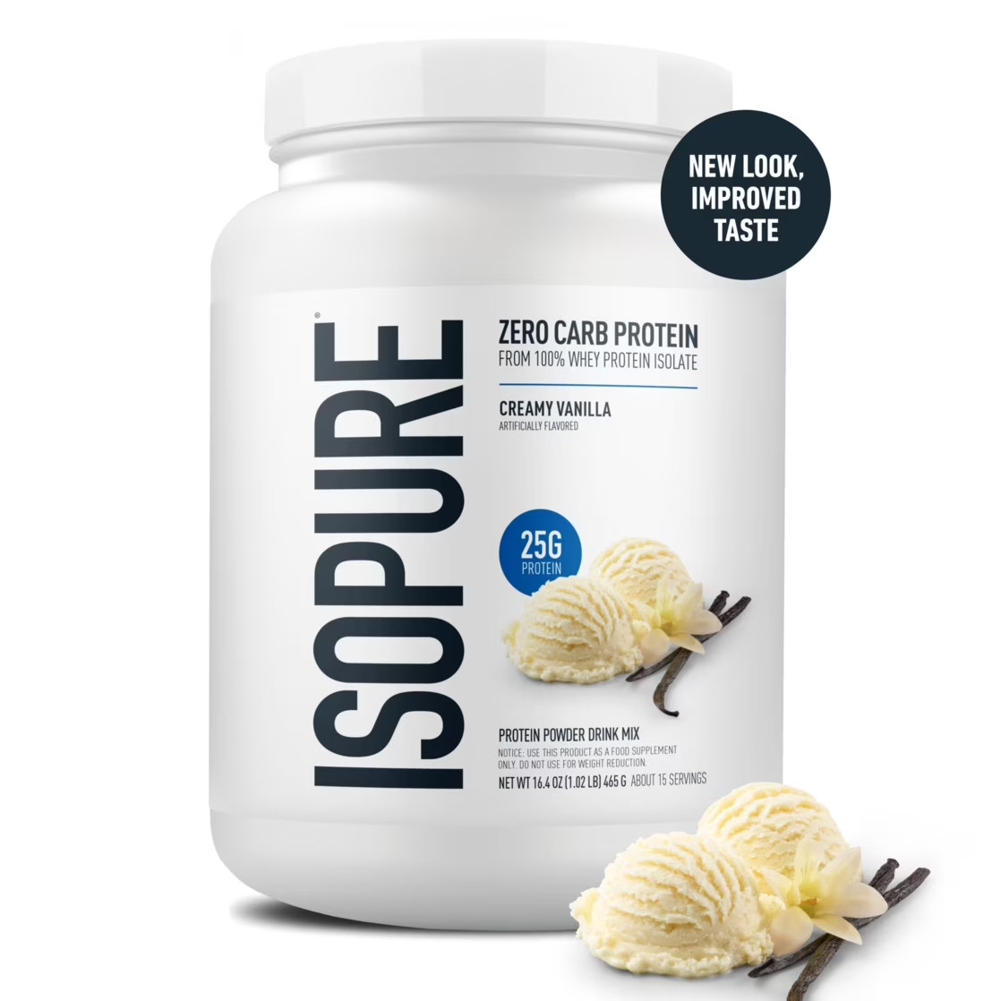 Isopure Zero Carb 100% Whey Protein Isolate Vanilla Protein Powder, 25g, 1 Lbs