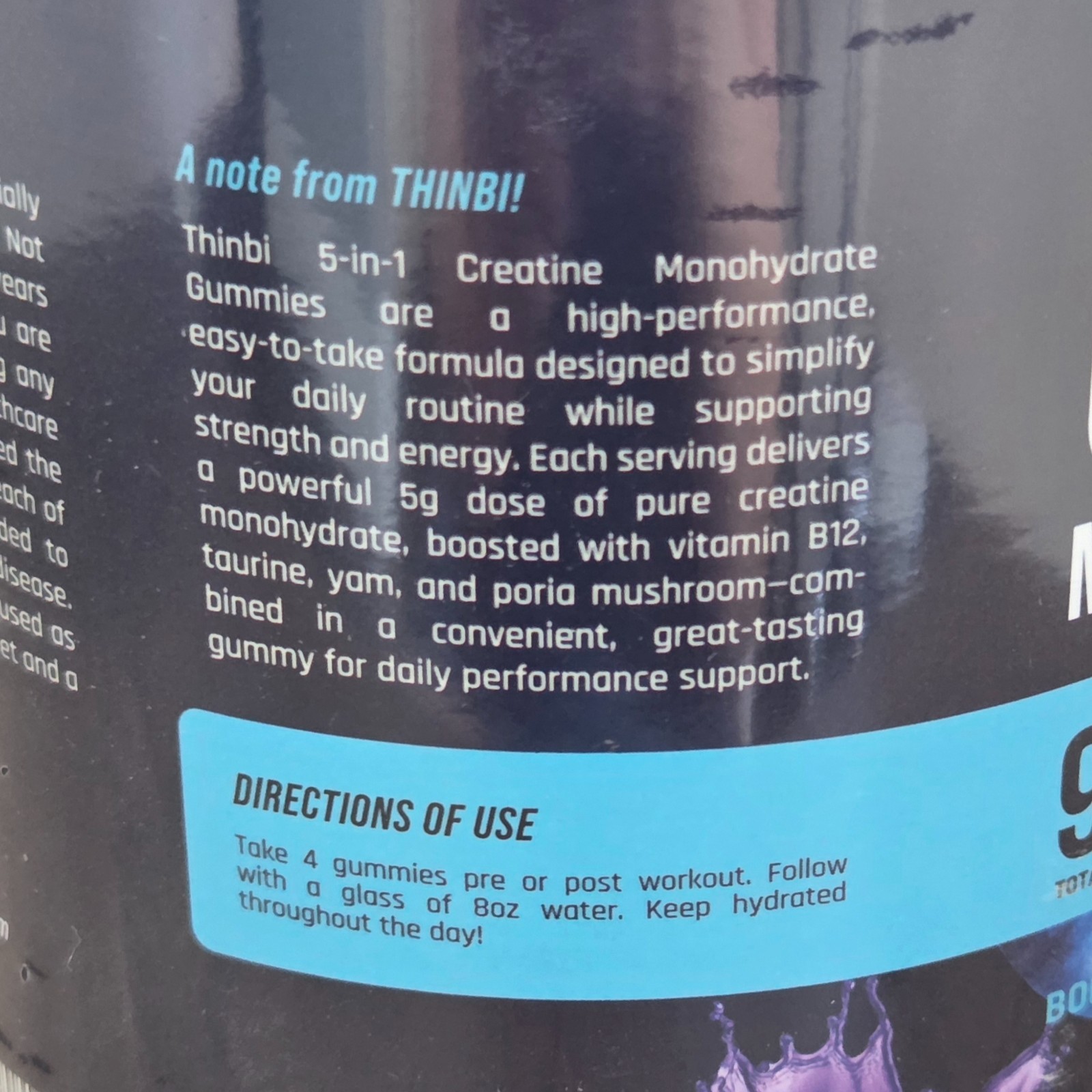 Thinbi Creatine Gummies 5-in-1 Complex 5G Creatine Monohydrate B12 & L-Taurine