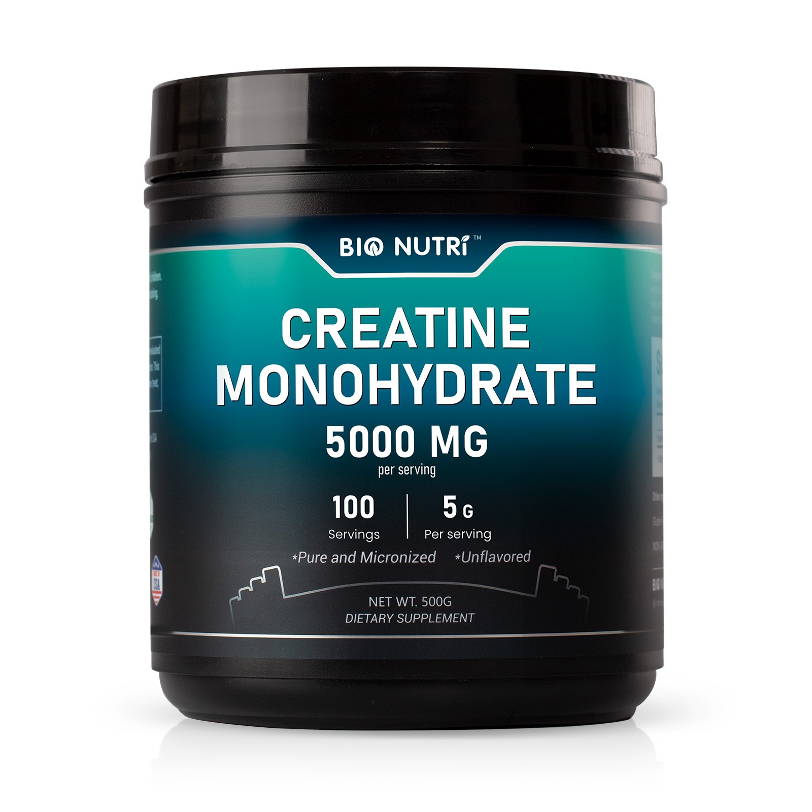 Pure Creatine Monohydrate 5000 mg Powder Micronized 100 Servings 5g Per Serving