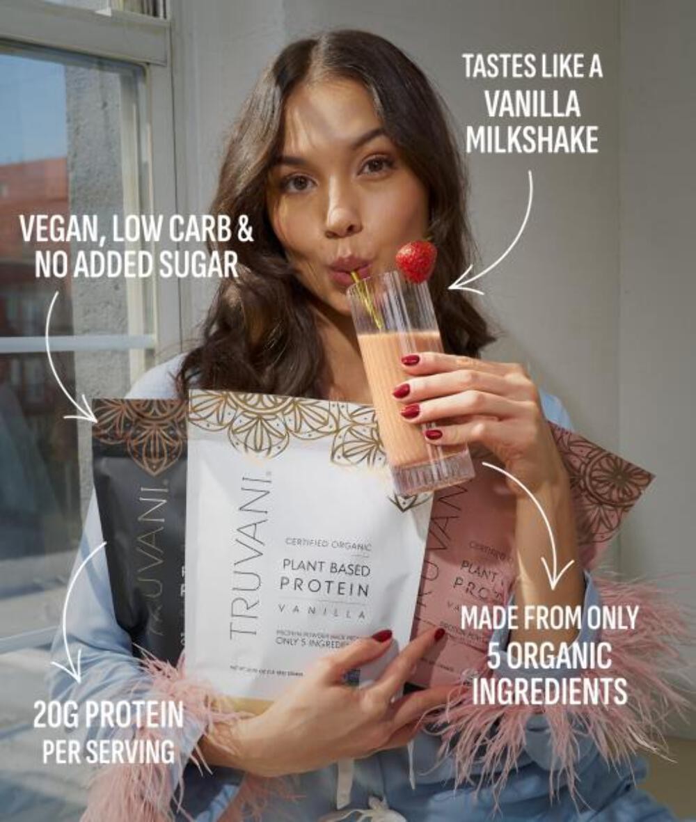 11/26 Truvani Vegan Pea Protein Powder | Vanilla | 20g Organic Plant Based Prote