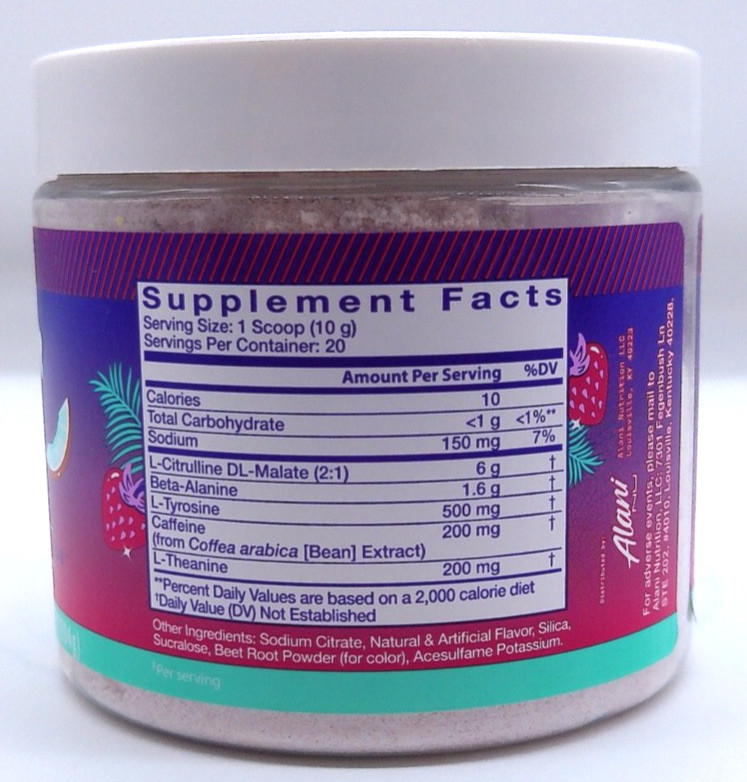 Alani Pre-Workout Hawaiian Shaved Ice, 20 Servings, 7.2 Oz., Exp. 12/26+
