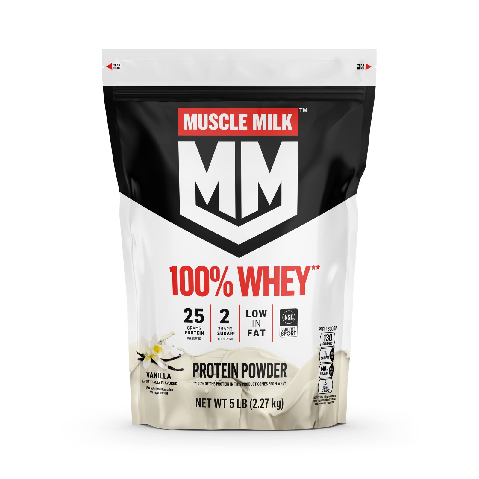 Muscle Milk 100 Whey Protein Powder Vanilla 5 Pound 68 Servings 25G Protein 2G