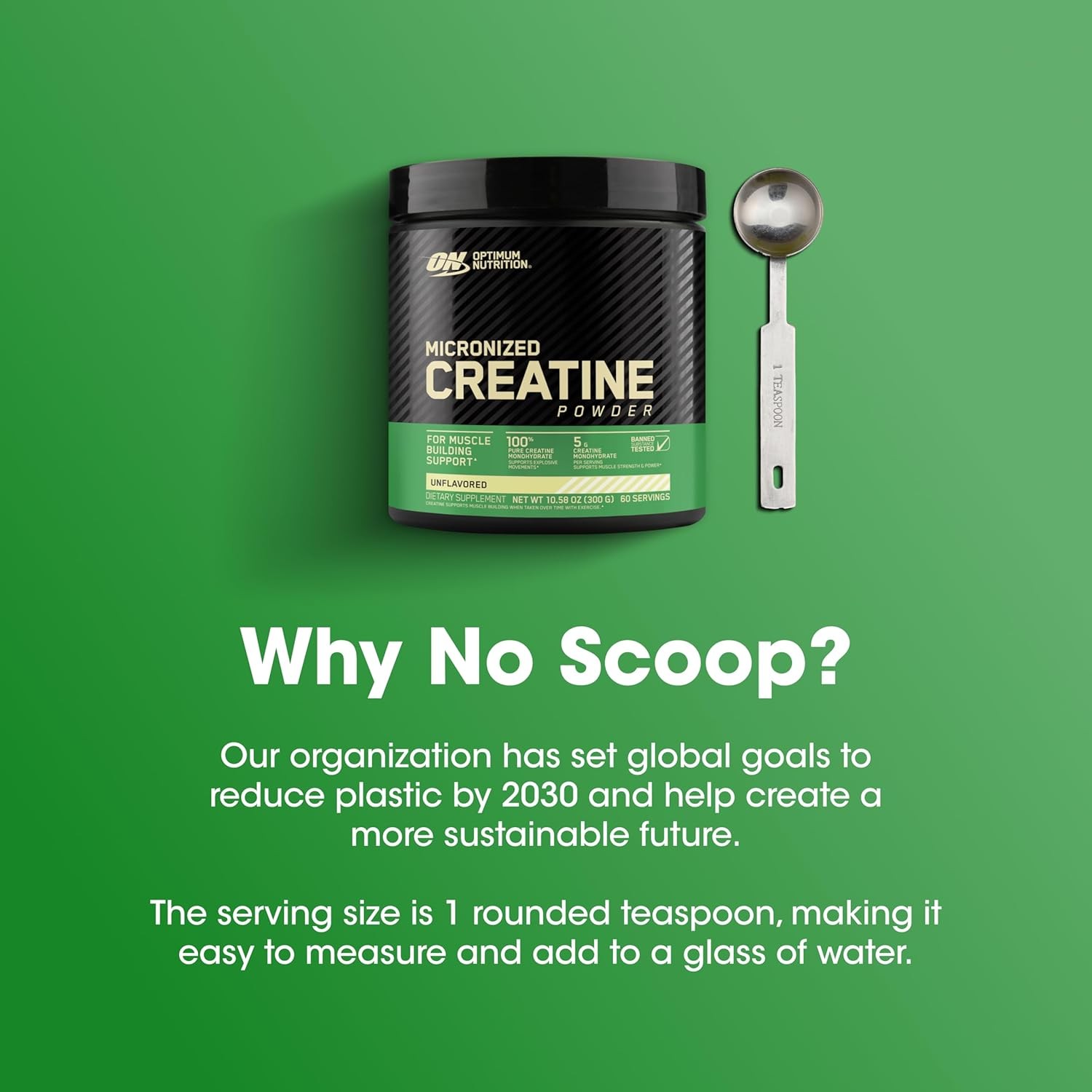 Optimum Nutrition Creatine Monohydrate Powder, Unflavored, 300g 60 Servings