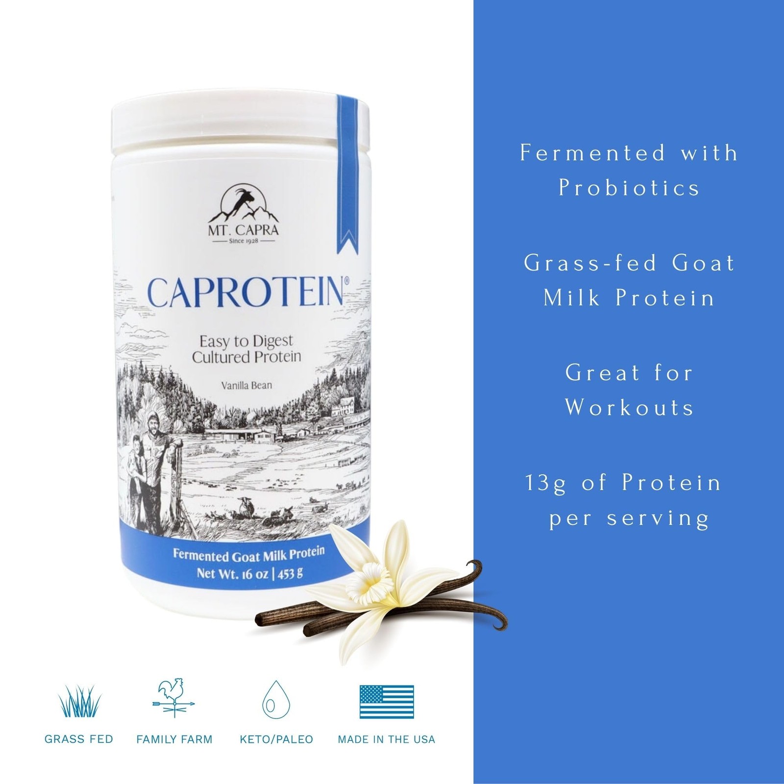 Mt. Capra Caprotein | Casein Protein Concentrate, Fermented Goat Milk Protein…