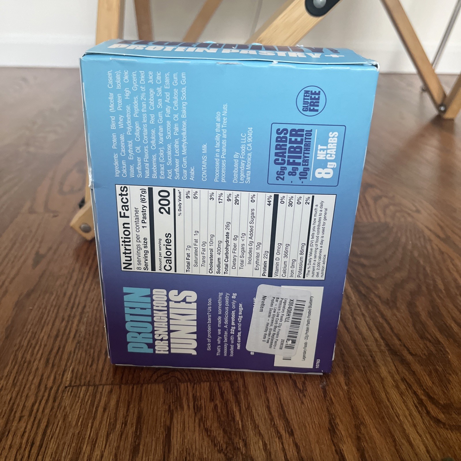 Legendary Foods Protein Pastry+ Frosted Blueberry 8 Pack 22g Protein Gluten Free