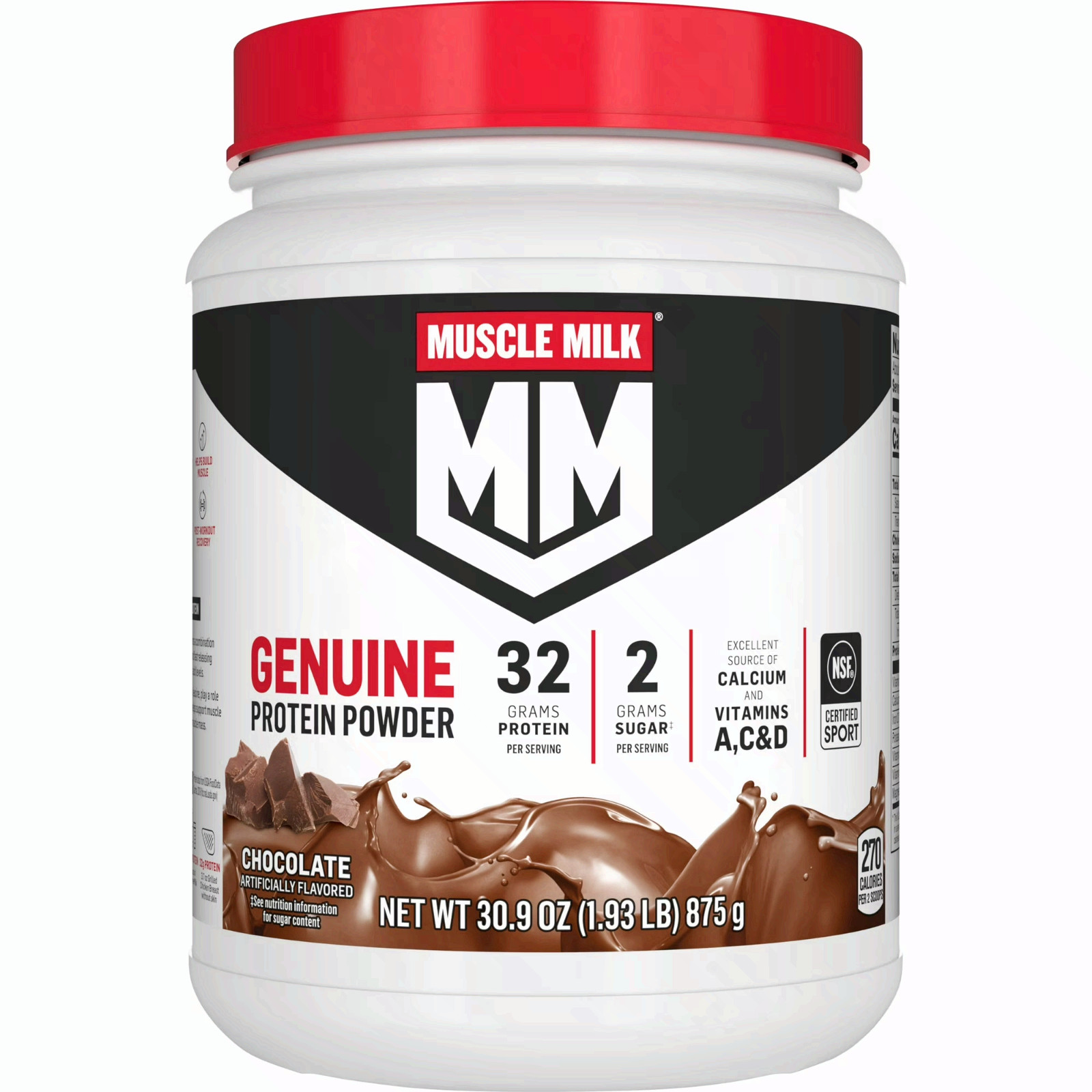 2P Muscle Milk Genuine Protein Powder, Chocolate, 1.93 Pound, 12 Servings
