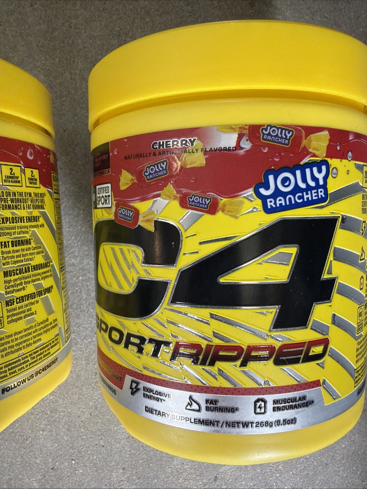 2 Cans C4® Sport Ripped, Pre-Workout, Jolly Rancher Cherry, 9.4 oz ea. exp 4/28
