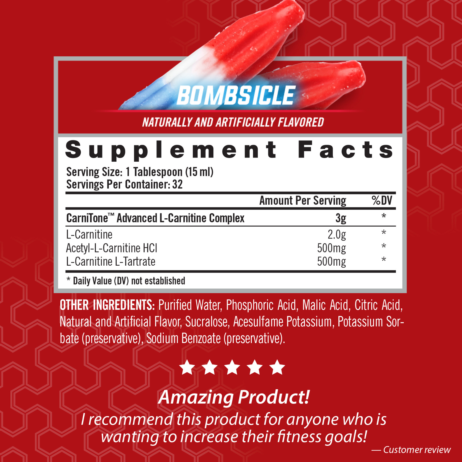 L-CARNITINE LS3 3000 Fat Loss-Metabolism Activator – Bombsicle (32 Servings)
