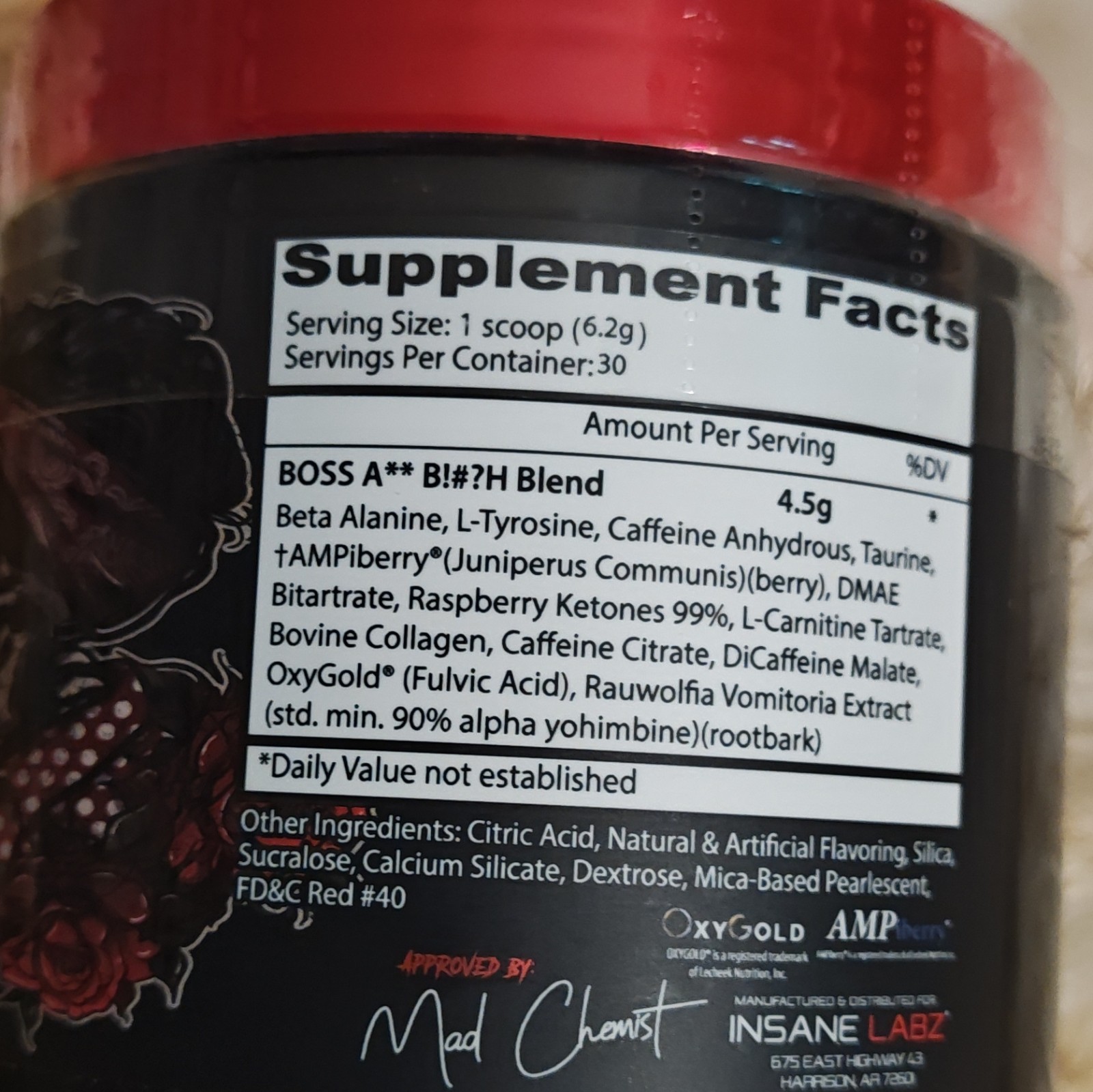 Insane Labz Boss A** B!#?H Women’s Pre-Workout Powder Cherry 30 Servings