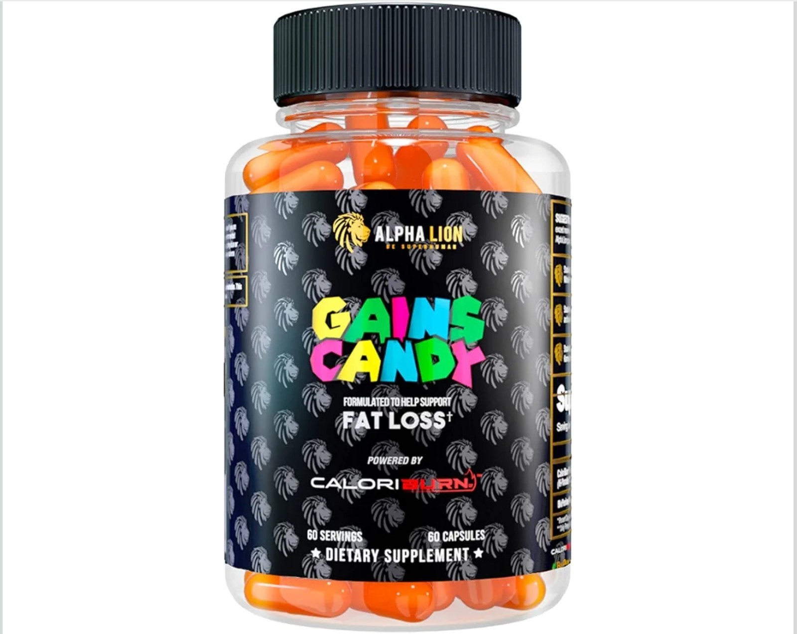 Alpha-Lion GAINS CANDY Fat loss CALORIBURN 60 Capsules ( 30 Serv ) BEST BY 11/26