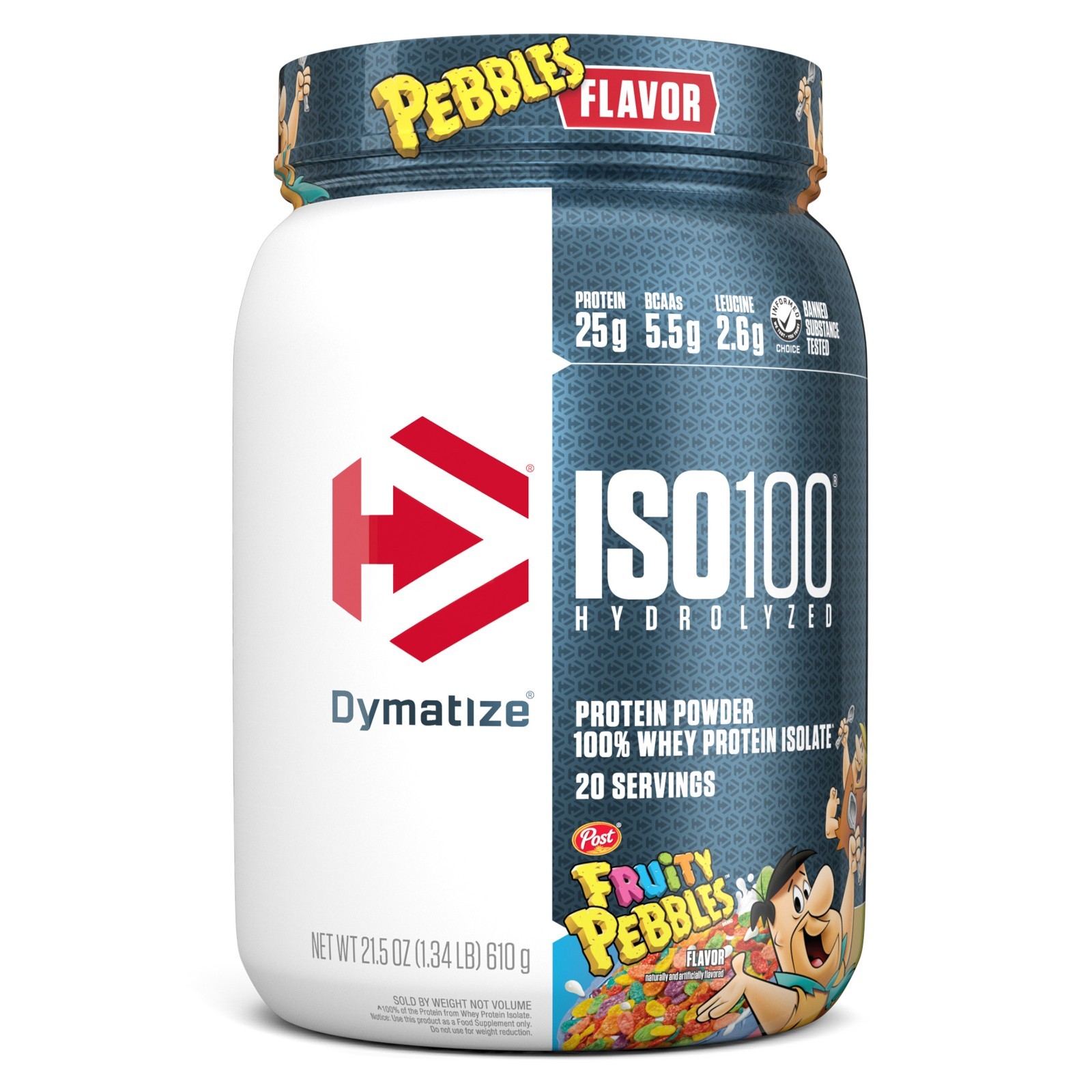 Dymatize ISO100 Hydrolyzed Whey Isolate Protein Powder, Fruity Pebbles, 20 Ser