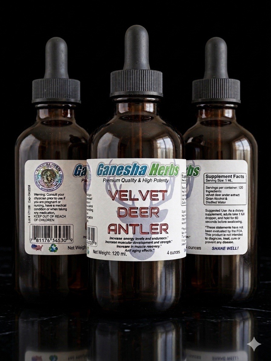 VELVET DEER ANTLER 20:1 LIQUID EXTRACT TINCTURE 2 oz. MAXIMUM STRENGTH!!