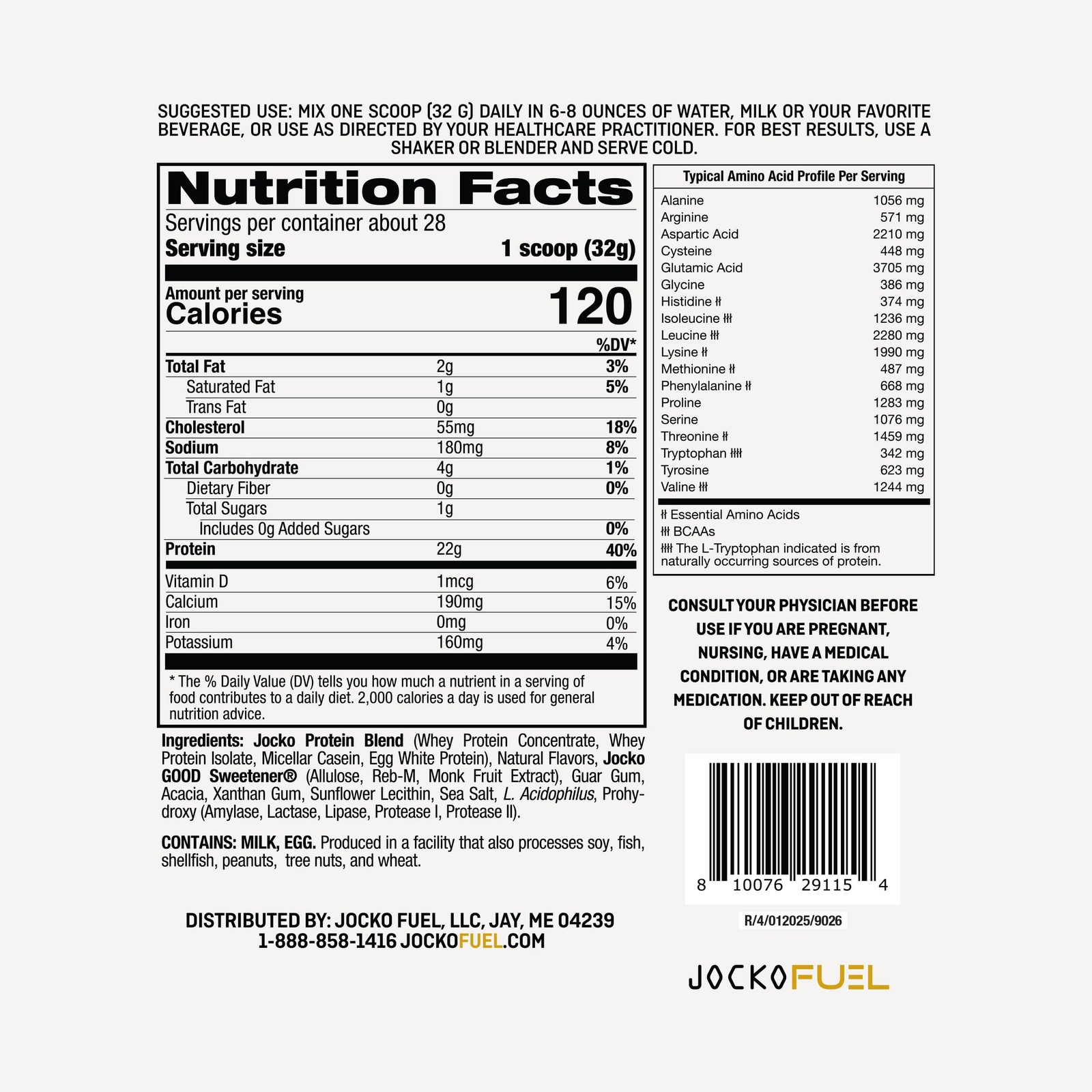 Jocko Fuel Whey Protein Powder, Vanilla Milkshake, 22g 2 Pound (Pack of 1)