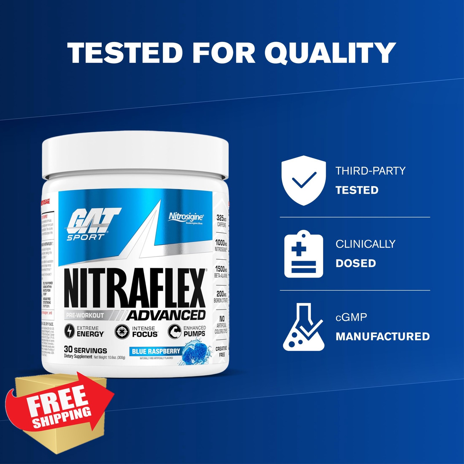 GAT SPORT Nitraflex Blue Raspberry Pre-Workout