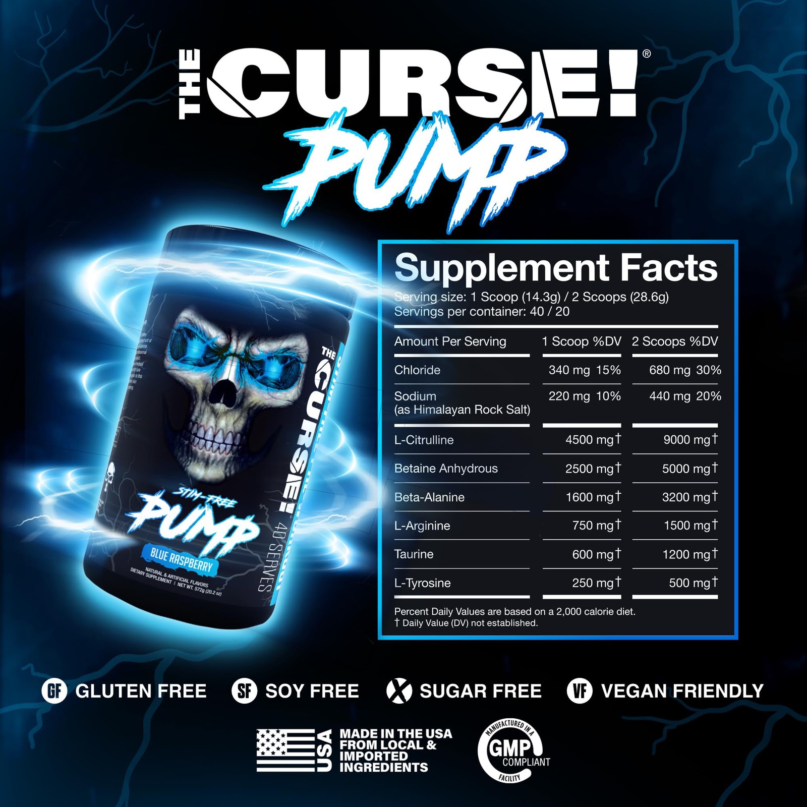 JNX Sports The Curse! Pump – Stim-Free Pre-Workout | Peach Mango 40 Serves