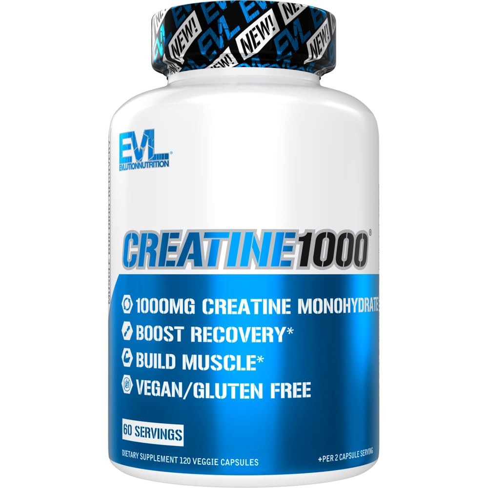 Evlution Nutrition Creatine Monohydrate Capsules – Pre 120 Count (Pack of 1)