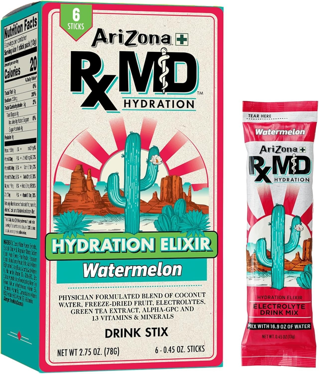 Electrolyte Replacement Powder – Watermelon Flavor, 6 Convenient 0.45 oz Sticks