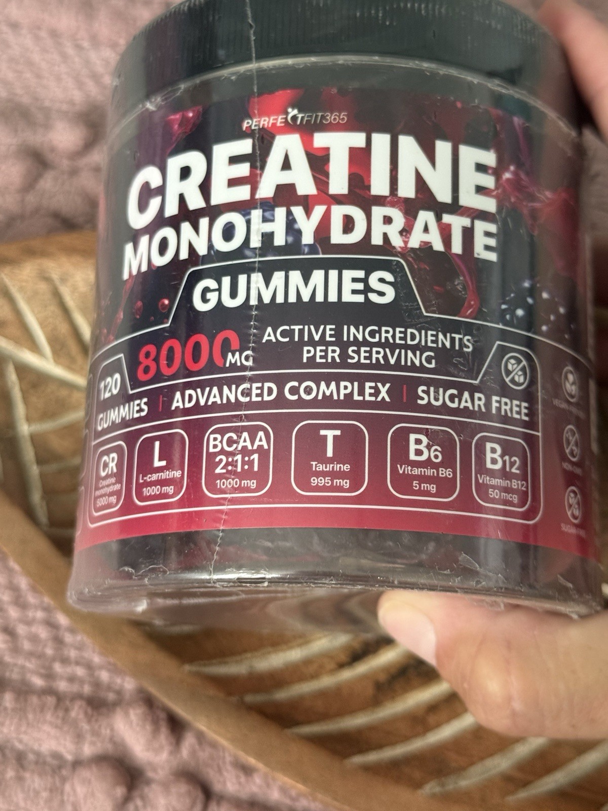 PerfectFit365 Creatine Monohydrate Gummies 800mg Sugar-Free 120 count
