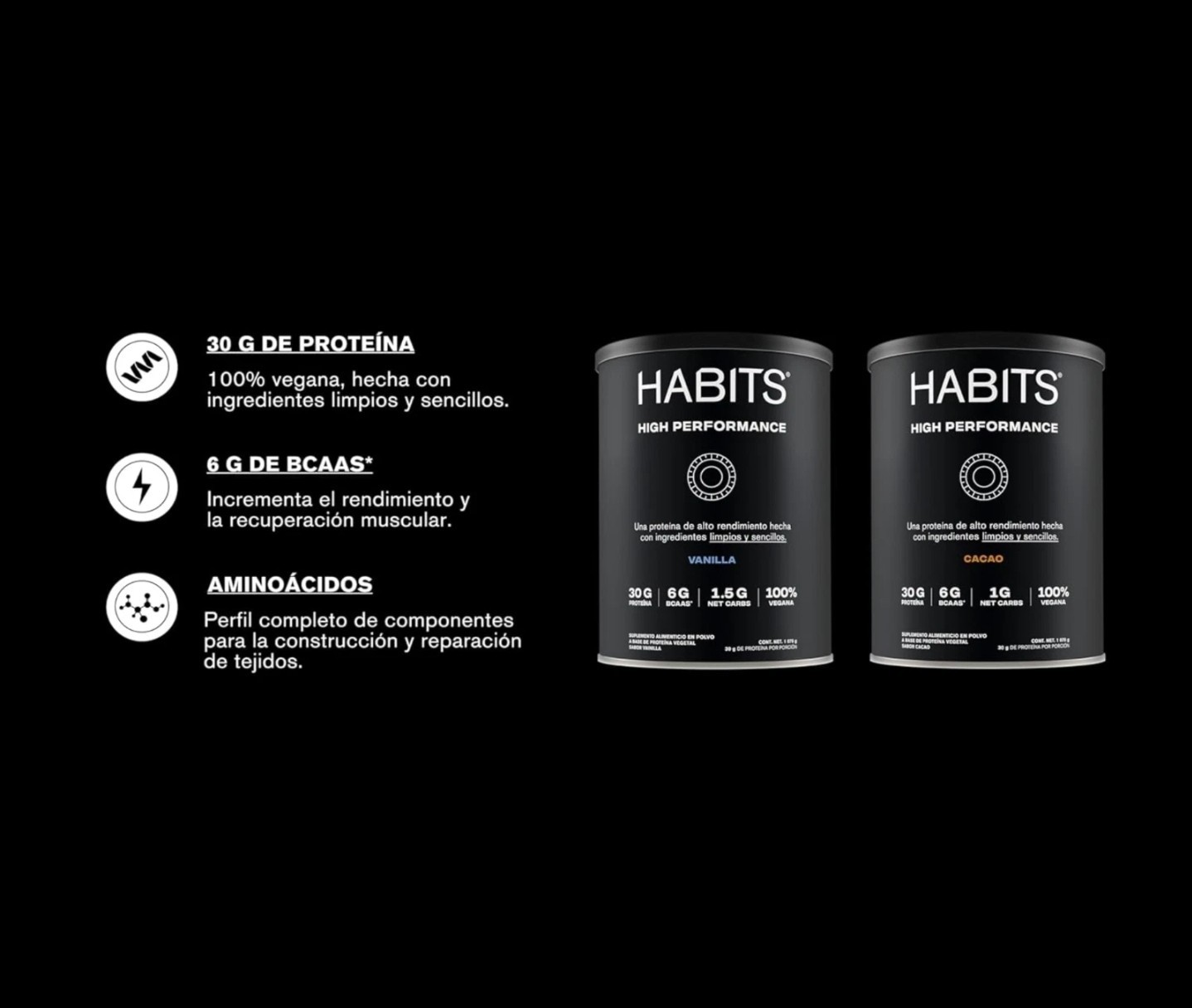 Habits Plant-Based Protein Powder, Cocoa Flavor, Gluten Free, 1.2 kg