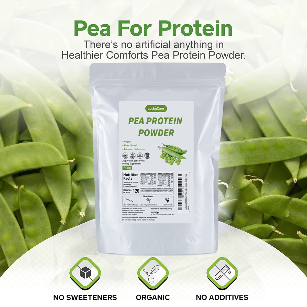1.1/2.2LBS Pure Pea Protein Powder Vegan Protein Powder Muscle Growth Support