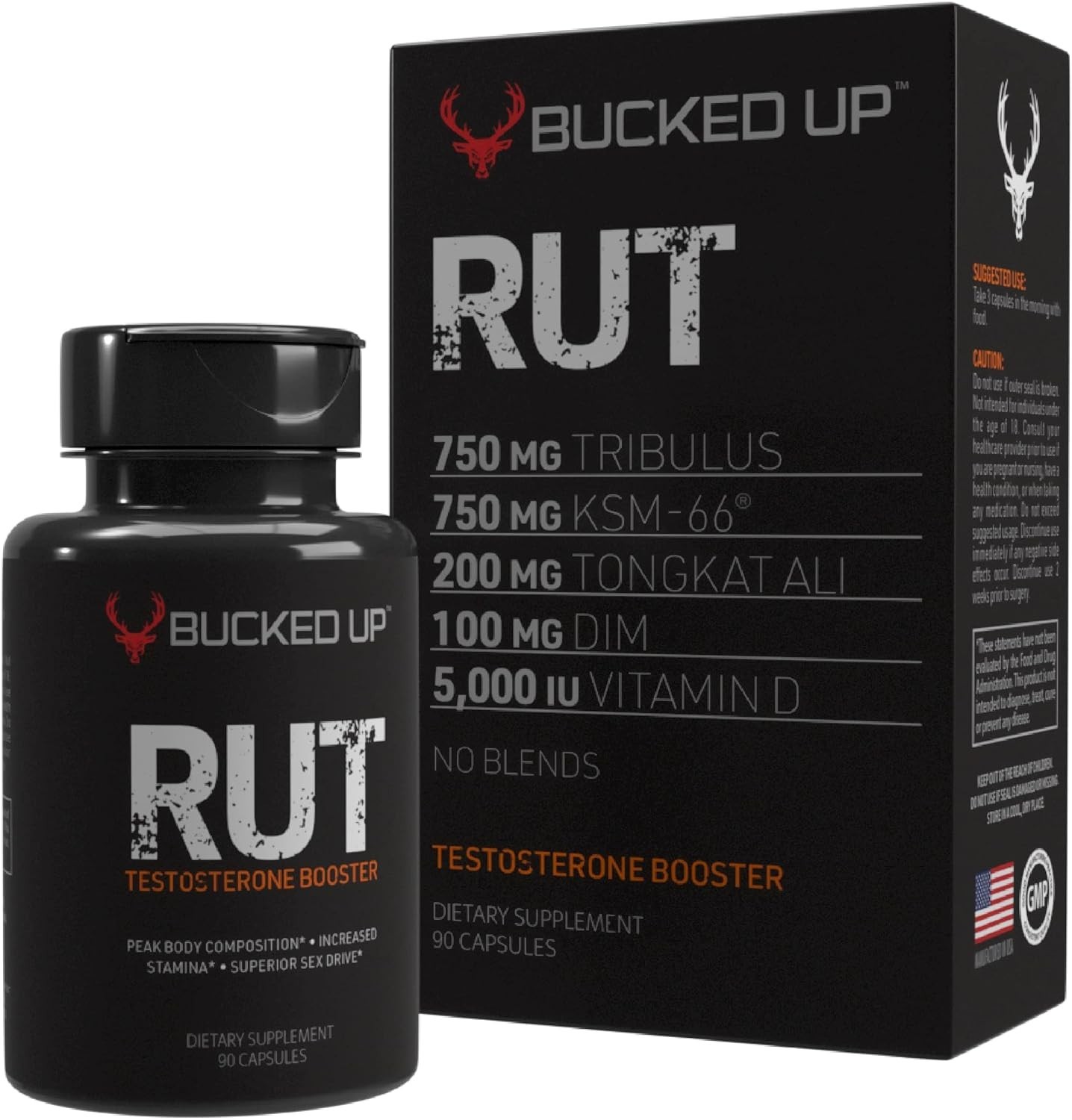 Bucked Up RUT Testosterone Booster Men Hormone Balance Muscle Gain 90 Caps 2X
